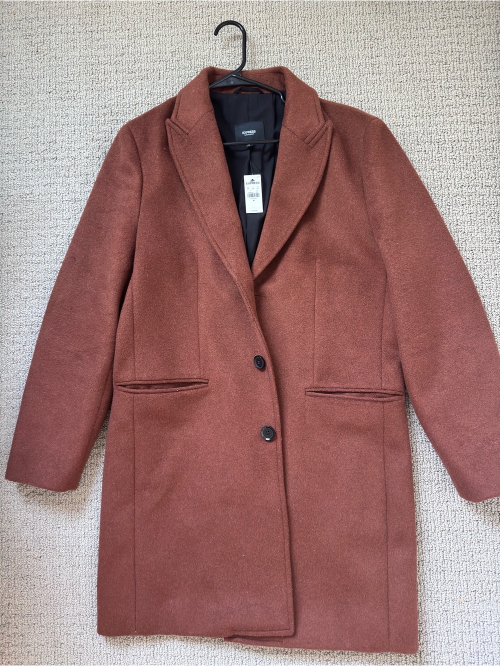 Express Men's Rust Brown Single-Breasted Trench Coat